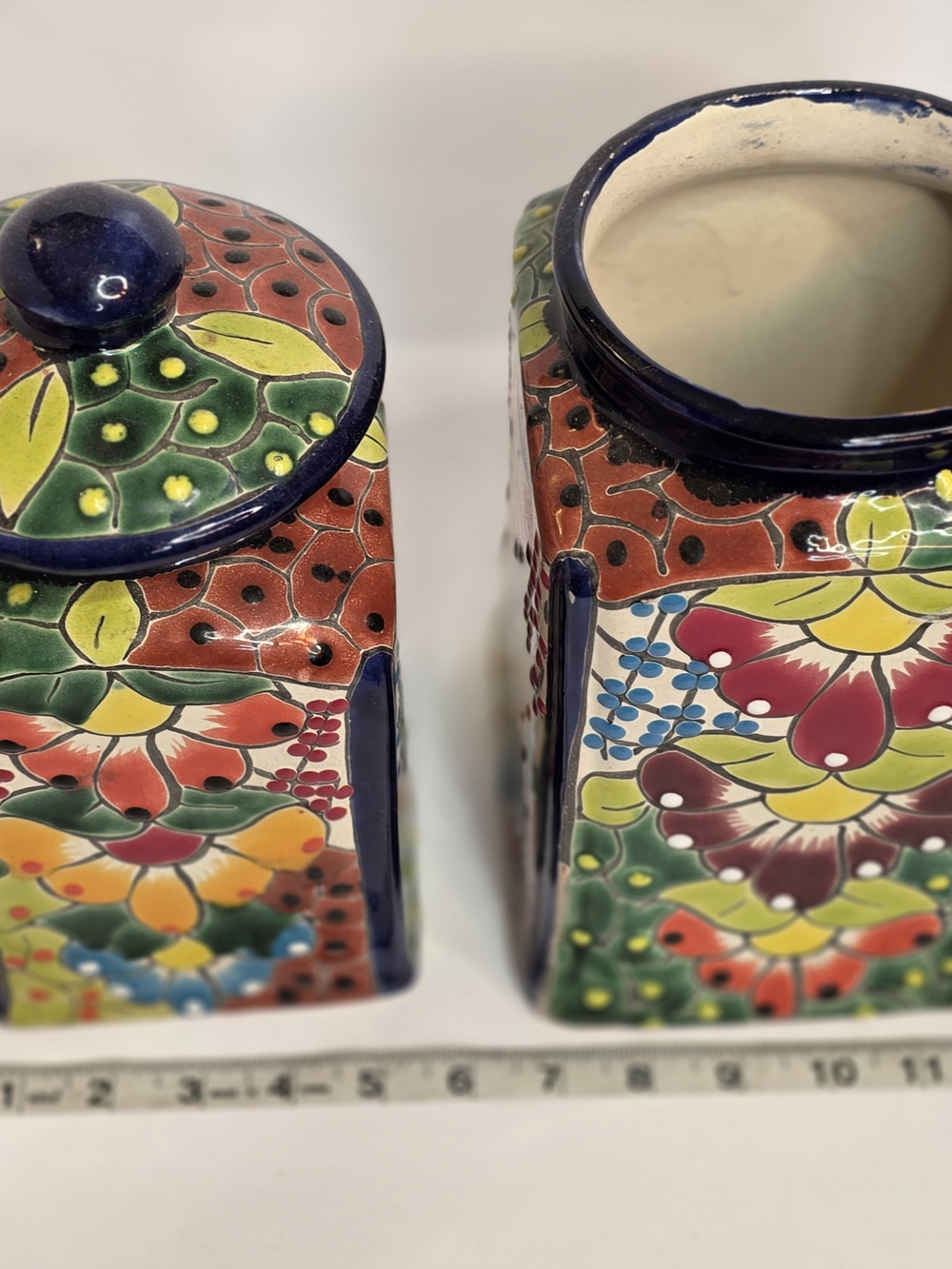 Hand-Painted Mexican Ceramic Canisters Set